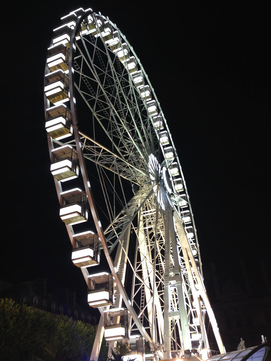 Close-up view of the London Eye Ferris wheel, showcasing its intricate structure and spokes